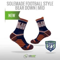 Solemade Football Style Socks, "Bear Down" , Mid Cut