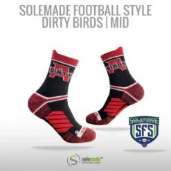 Solemade Football Style Socks, "Dirty Birds" , Mid Cut