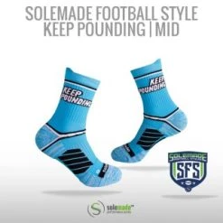 Solemade Football Style Socks, "Keep Pounding" , Mid Cut