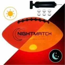 NIGHTMATCH Light Up Football INCL Ball Pump And Spare Batteries - Inside LED Lights Up When Kicked - Glow In The Dark Football - Junior Size 3
