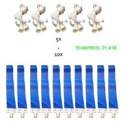 PT Hockey POP-FLAG Set - 5 Gürtel Weiß Mit 10 Flags - Blau